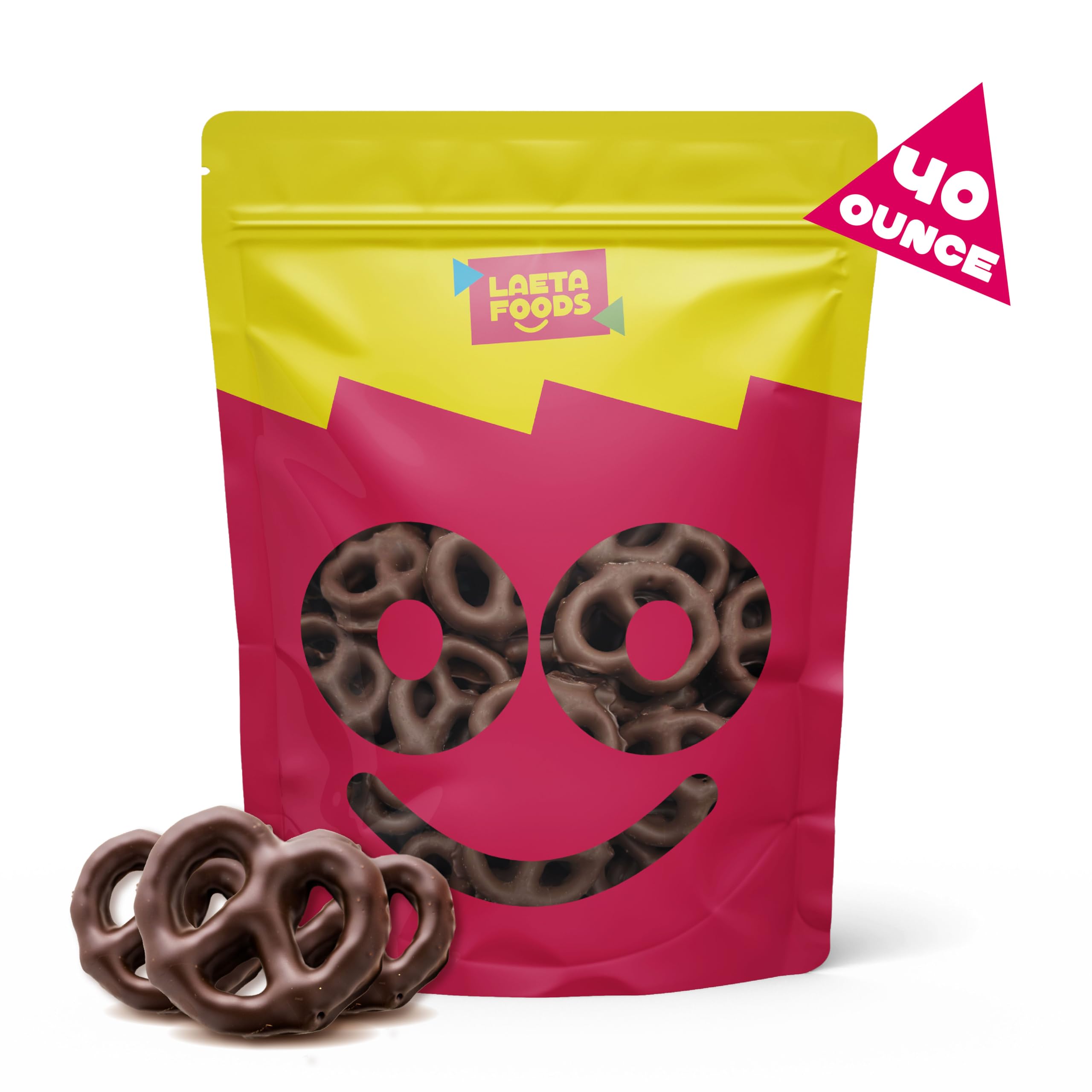 Dark Chocolate Covered Pretzels | 40 Ounce Bag | Salted Pretzels in Mildly Sweet Chocolate Coating