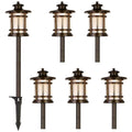 hykolity Low Voltage ORB LED Landscape Path Light with Crackled Glass Shade, 3.4W 155LM 12V-15V Wired Outdoor LED Walkway Light, Die-cast Aluminum Construction, 30-Watt Equivalent, 6 Pack