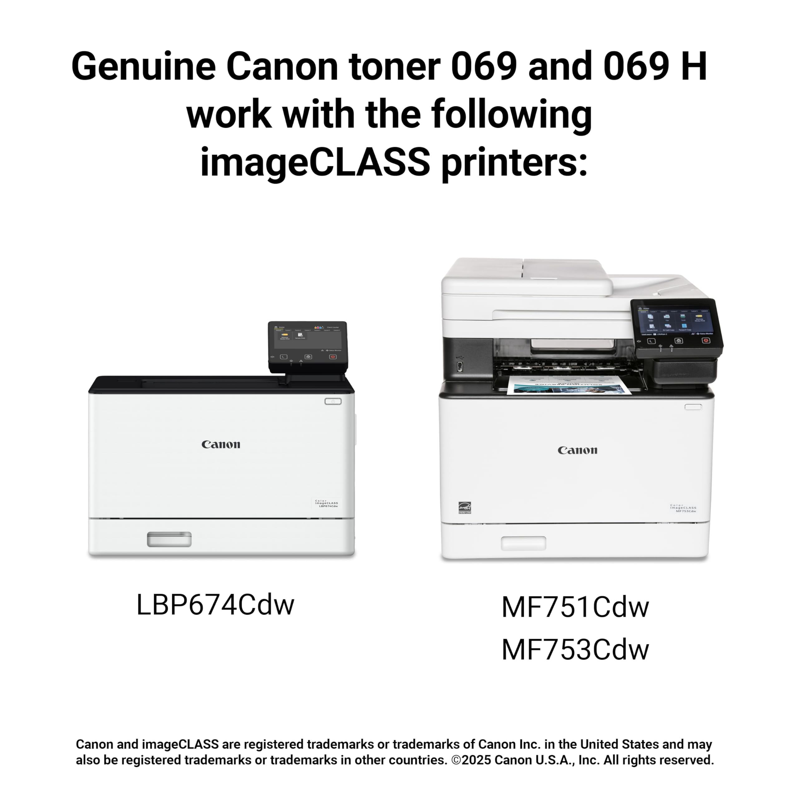 Canon Genuine 069 Black Toner Cartridge Compatible with MF753Cdw,MF751Cdw,LBP674Cdw,(Pack of 2)