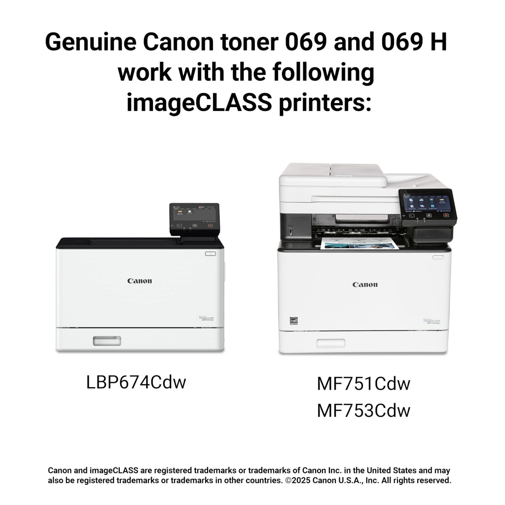 Canon Genuine 069 Black Toner Cartridge Compatible with MF753Cdw,MF751Cdw,LBP674Cdw,(Pack of 2)