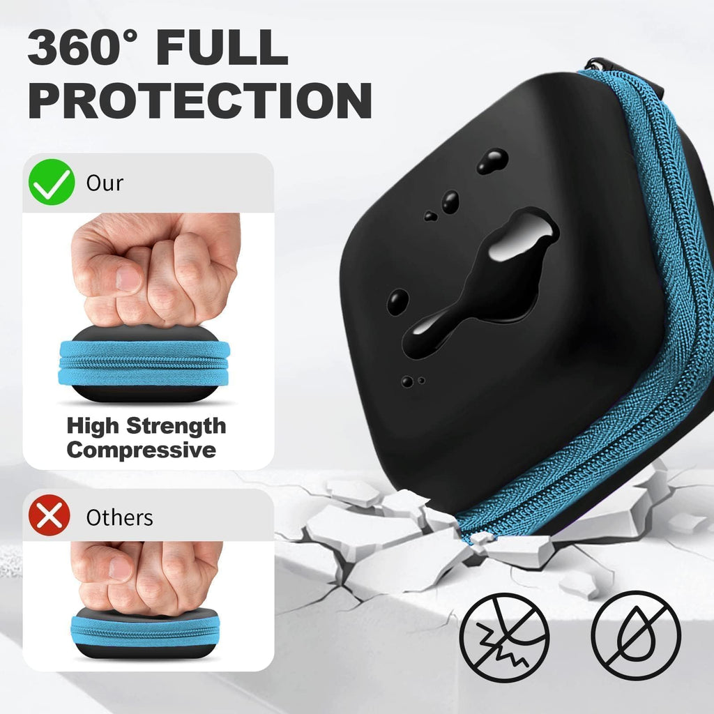 2Pack Oval Earbud Case Portable EVA Carrying Case Storage Bag Cell Phone Accessories Organizer with Carabiner for Earphone, Earbud, Earpieces, SD Memory Card, Camera Chips, Black/Purple