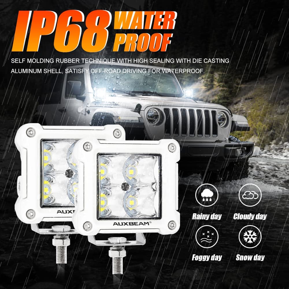 Auxbeam FA Series 3 Inch LED Cubes with DRL 2 Modes Spot Beam Offroad Lights 20W Driving Spotlights A-Pillar Ditch Lights for 4x4 Truck Car ATV Motorcycle, Pair