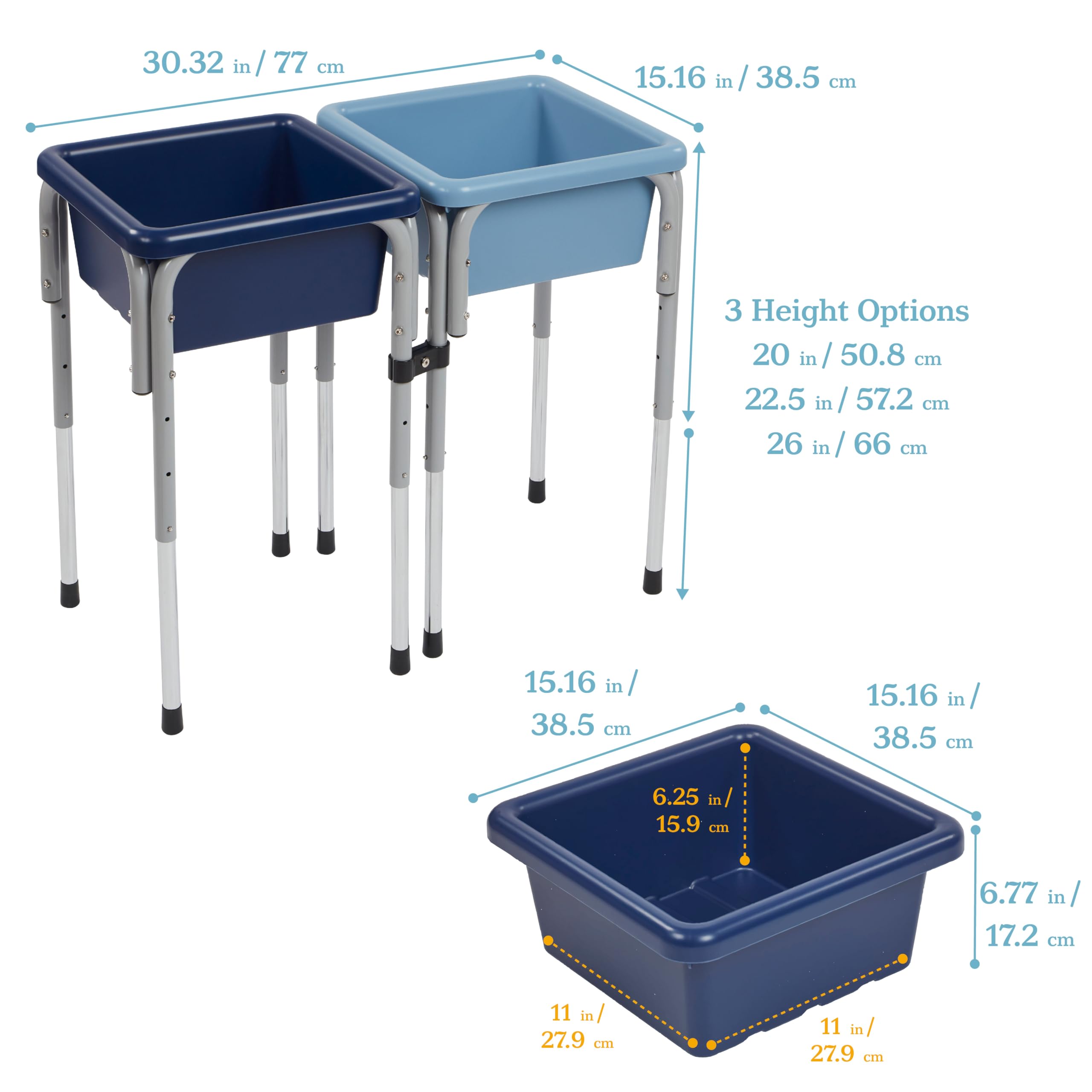ECR4Kids 2-Station Sand and Water Adjustable Play Table, Sensory Bins, Blue/Red