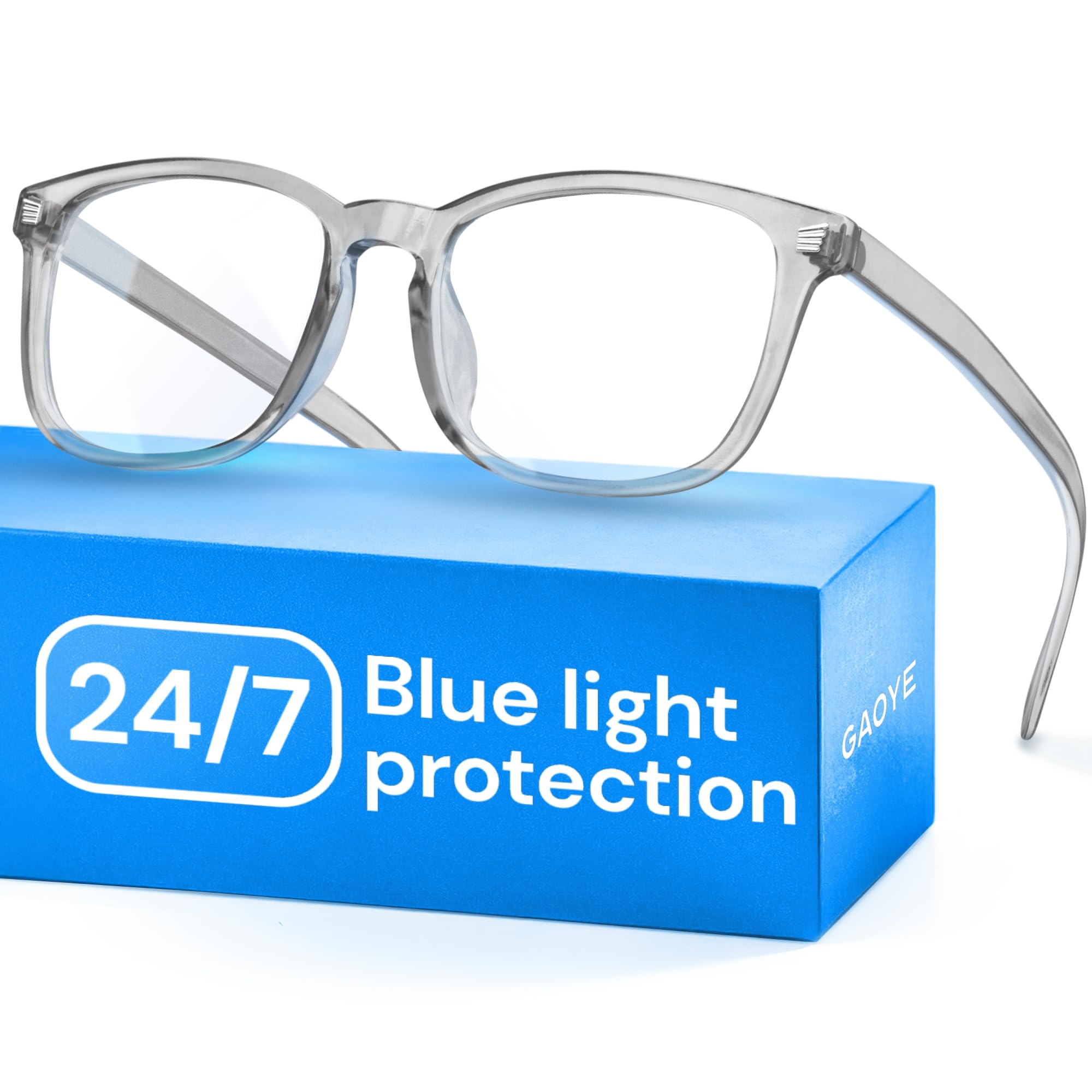 Gaoye Transparent, Clear Blue Light Glasses for Computer & Gaming - Anti UV Ray Lenses, Scratch-Resistant & Comfort Fit