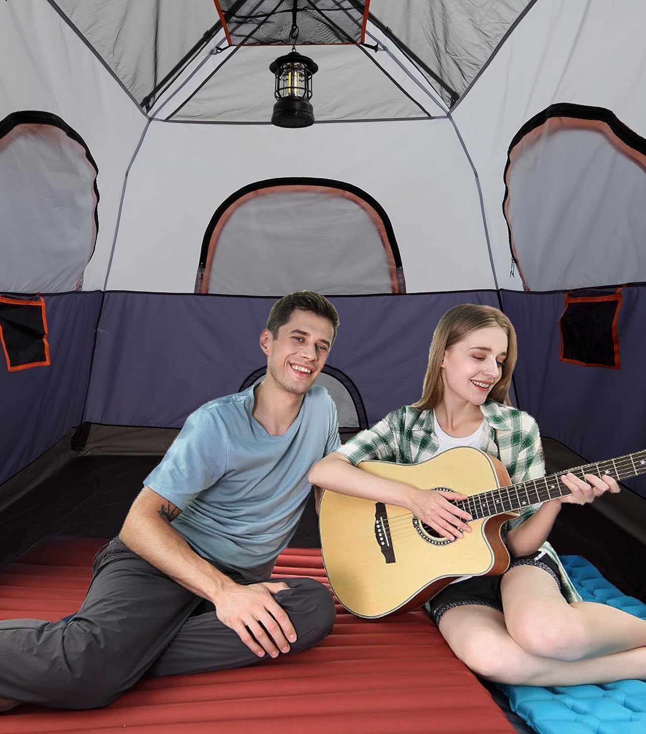 3/4 Person Camping Tent with 1 Door, 4 Windows, and Upgraded Ventilation– Instant Setup, Waterproof, 8'x 8'x 67''Oxford Fabric Floor Pop Up in 60 Seconds Includes Rainfly and Backpack