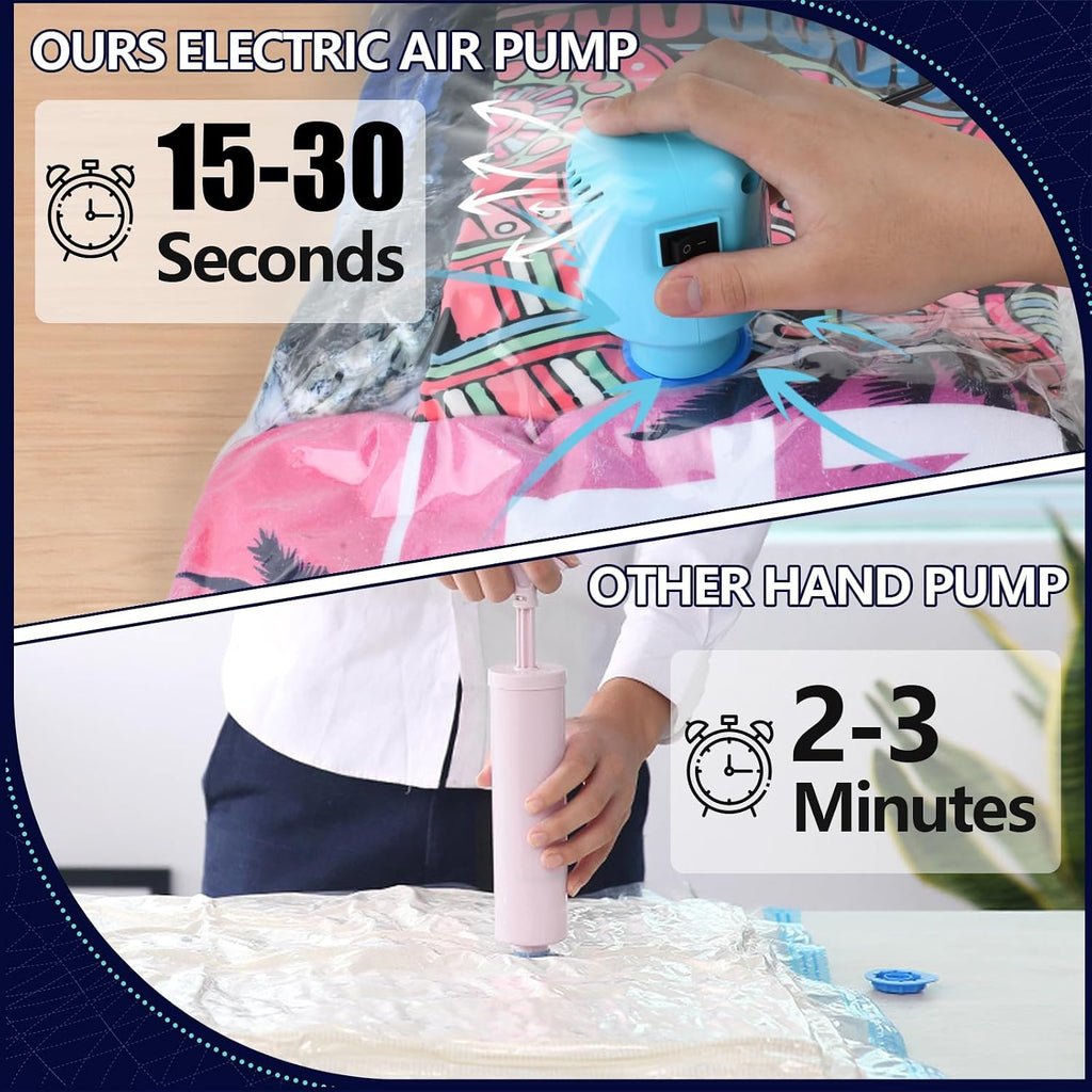 Vacuum Seal Bags for Clothing with Electric Pump, 10 Pack(5 Jumbo/5 Large Vacuum Storage Bags) Space bags vacuum Packing Bag for Travel Luggage Blankets Comforters Vaccine Sealed Storage Bag