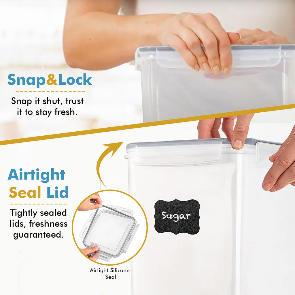 Shazo 2 PC (9.5L | 321 Oz) Extra Large Bulk Food Storage Containers with Airtight Lids for Flour, Sugar, Rice, Cereal & Pasta - Leakproof, BPA-Free Plastic Canisters for Kitchen & Pantry Organization