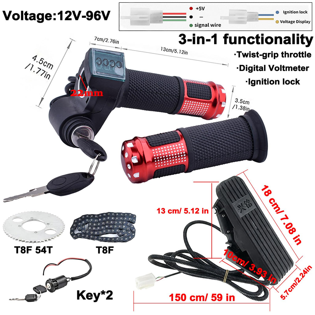 36V Motor Kit 1000W Electric Brushless DC Motor Kit 5.7N.M Go Kart Electric Motor 3100RPM Electric Dirt Bike Motor No Bracket BLDC Motor for Electric Scooter Ebike Controller Ebike Throttle with Key