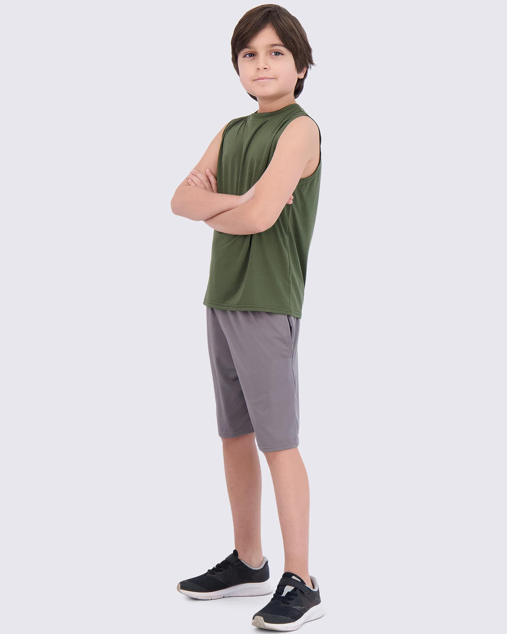 Real Essentials 5 Pack: Boys Dry-Fit Active Athletic Performance Tank Top