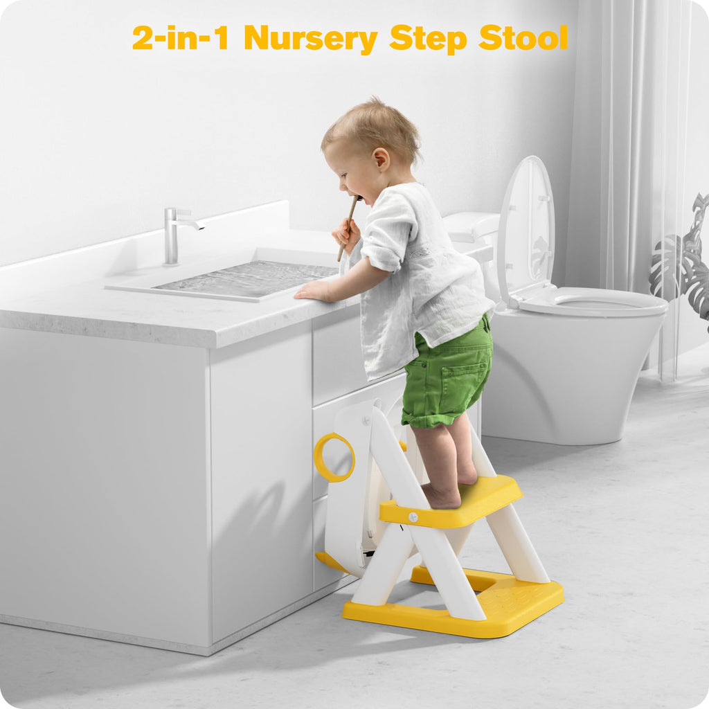 Potty Training Seat, Upgrade Toddler Toilet Seat for Kids Boys Girls, 2 in 1 Potty Training Toilet, Splash Guard Anti-Slip Pad Step Stool(Blue)