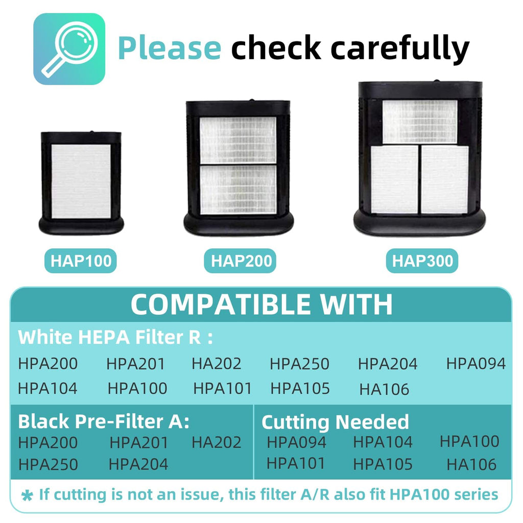HPA200 Replacement Filters for Honeywell HPA200 HRF-ARVP200 Series Air Purifiers HPA200, HPA201, HA202, HPA204, HPA250, HPA5200, 2 R Filter and 4 Activated Carbon Pre-Filters A