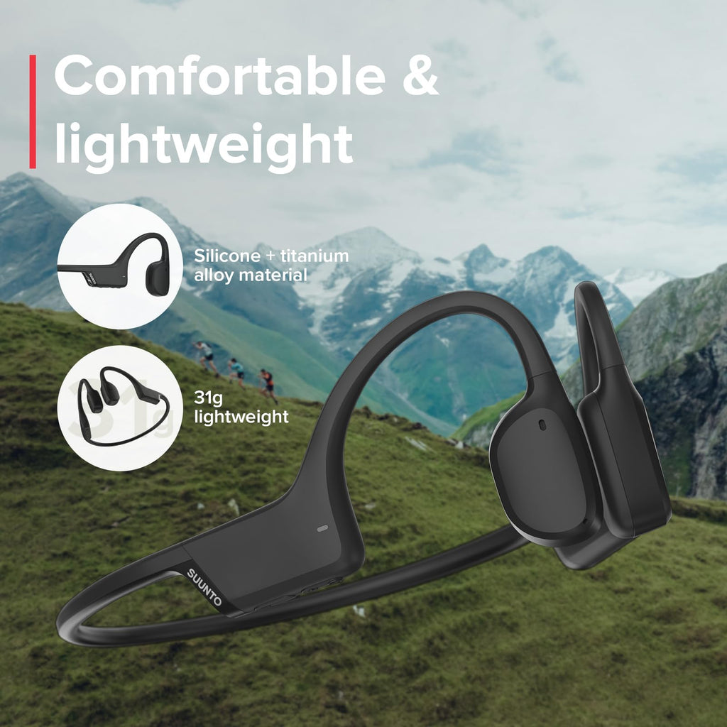 SUUNTO Sonic Open-Ear Bone Conduction Sports Headphone, Bluetooth Wireless Headset w/Enhanced Bass & Multipoint Connection, 10H Playtime w/Fast Charging, Built-in Dual Mics, Waterproof & Lightweight