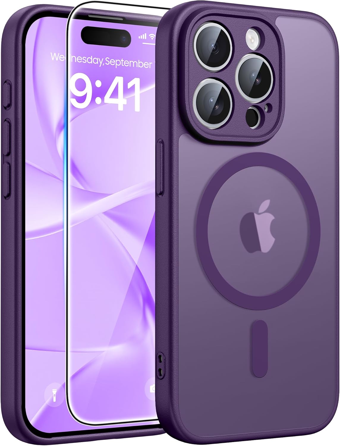 FNTCASE for iPhone 17 Case: [Compatible with Magsafe] Translucent Matte Cases with [Full Camera Protection] [Screen Protector] Military Grade Shockproof Protective Phone Cover - Light Purple