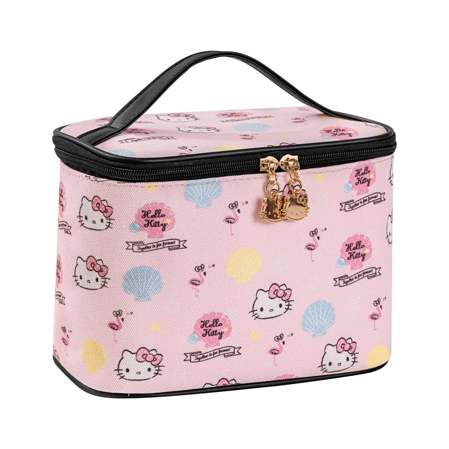 AmBealla Makeup Bag Large Waterproof Cosmetic Bags with Makeup Brush Holder,Cute Printed Makeup Organizer for Women Traveling,Portable Toiletry Bag for Girls