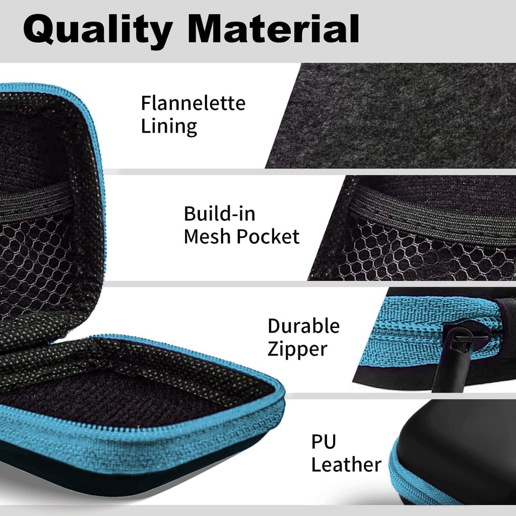 2Pack Oval Earbud Case Portable EVA Carrying Case Storage Bag Cell Phone Accessories Organizer with Carabiner for Earphone, Earbud, Earpieces, SD Memory Card, Camera Chips, Black/Purple