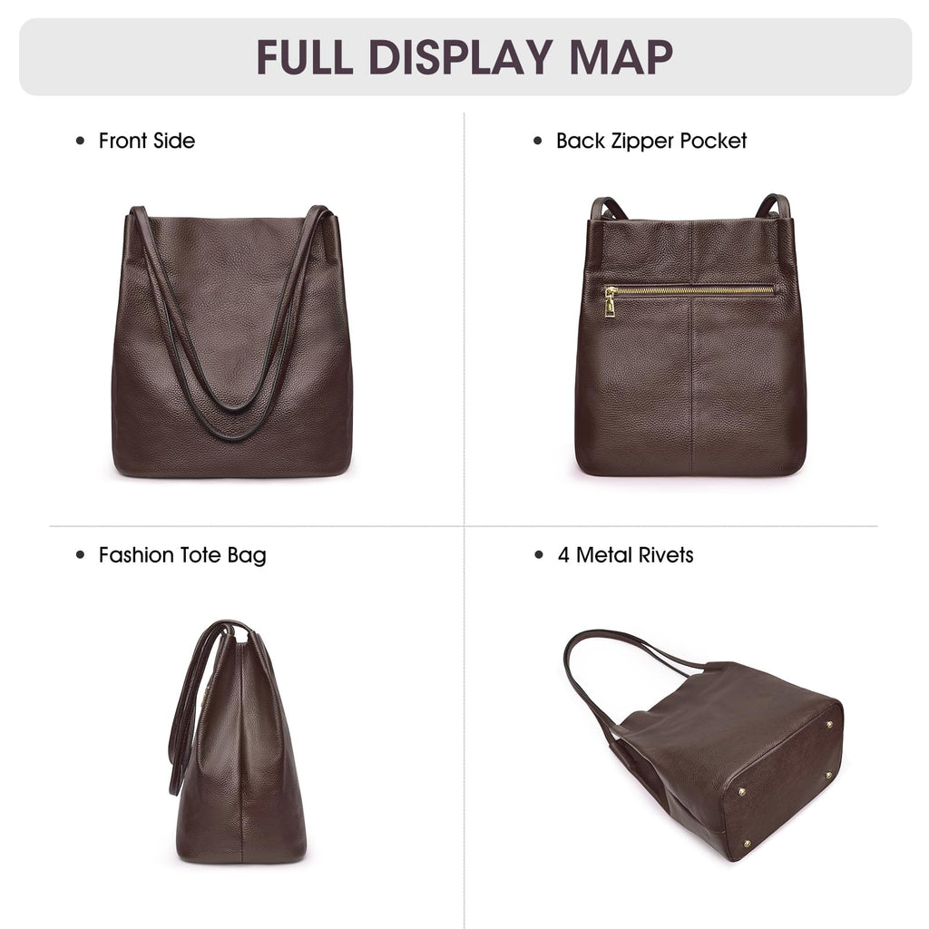 Kattee Women Soft Genuine Leather Totes Shoulder Bag Purses and Handbags with Top Magnetic Snap Closure