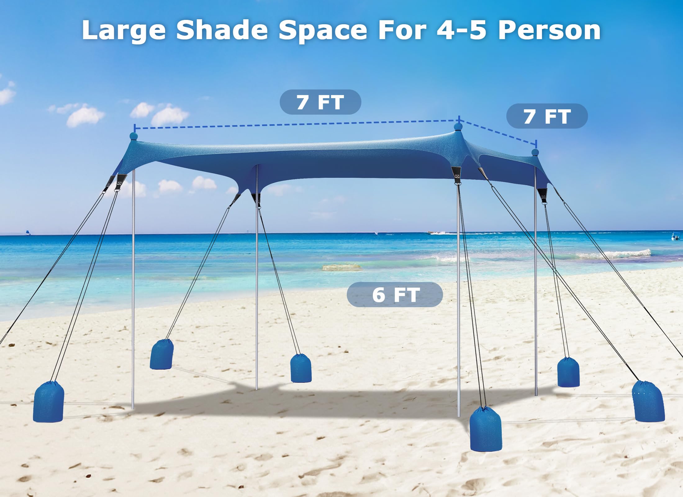 Gorich Beach Tent Sun Shelter with 8 Sandbags, UPF50+ Protection & Windproof Pop Up Beach Canopy Tent Sun Shade for Family, Travel & Camping, Easy Setup Canopy Umbrella