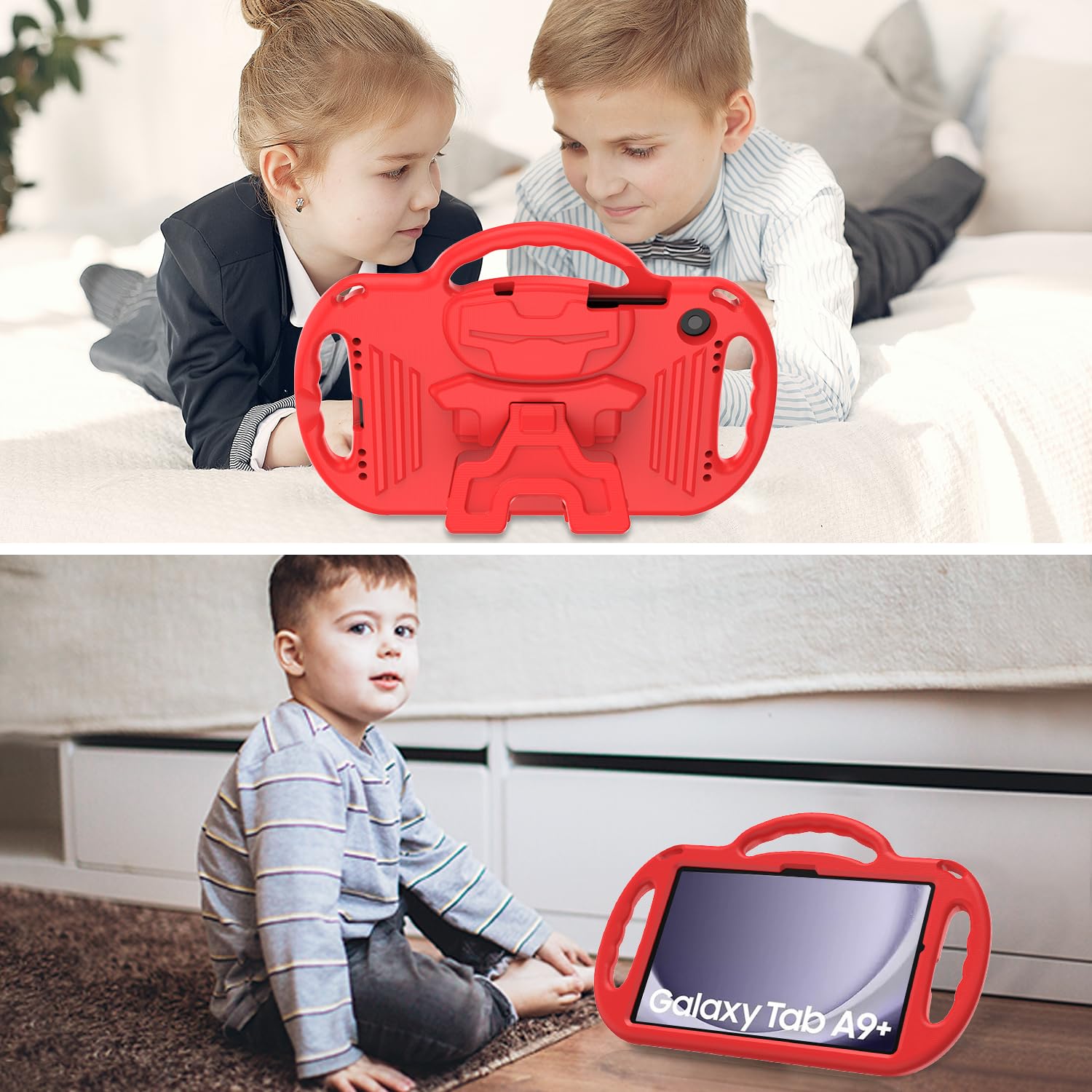 AVAWO Kids Case for Samsung Galaxy Tab A11+ Plus/A9+ Plus 11 Inch Case, with Strap, Shockproof Lightweight Handle Stand 2025/2023 Model with Lanyard, Black