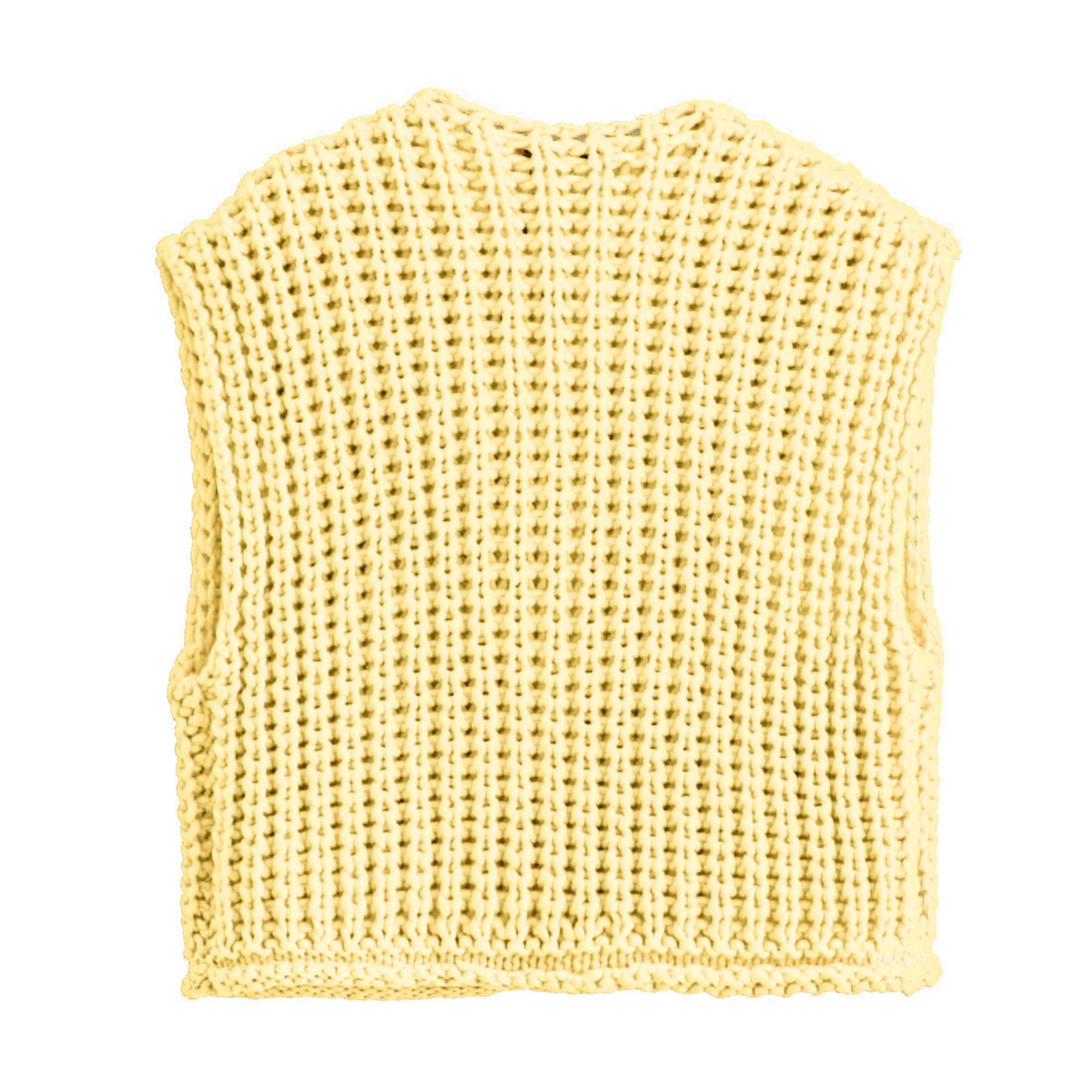 KEOMUD Women's Sleeveless Cropped Knit Cardigan Casual Button Down Crochet Sweater Vest Tops with Pockets