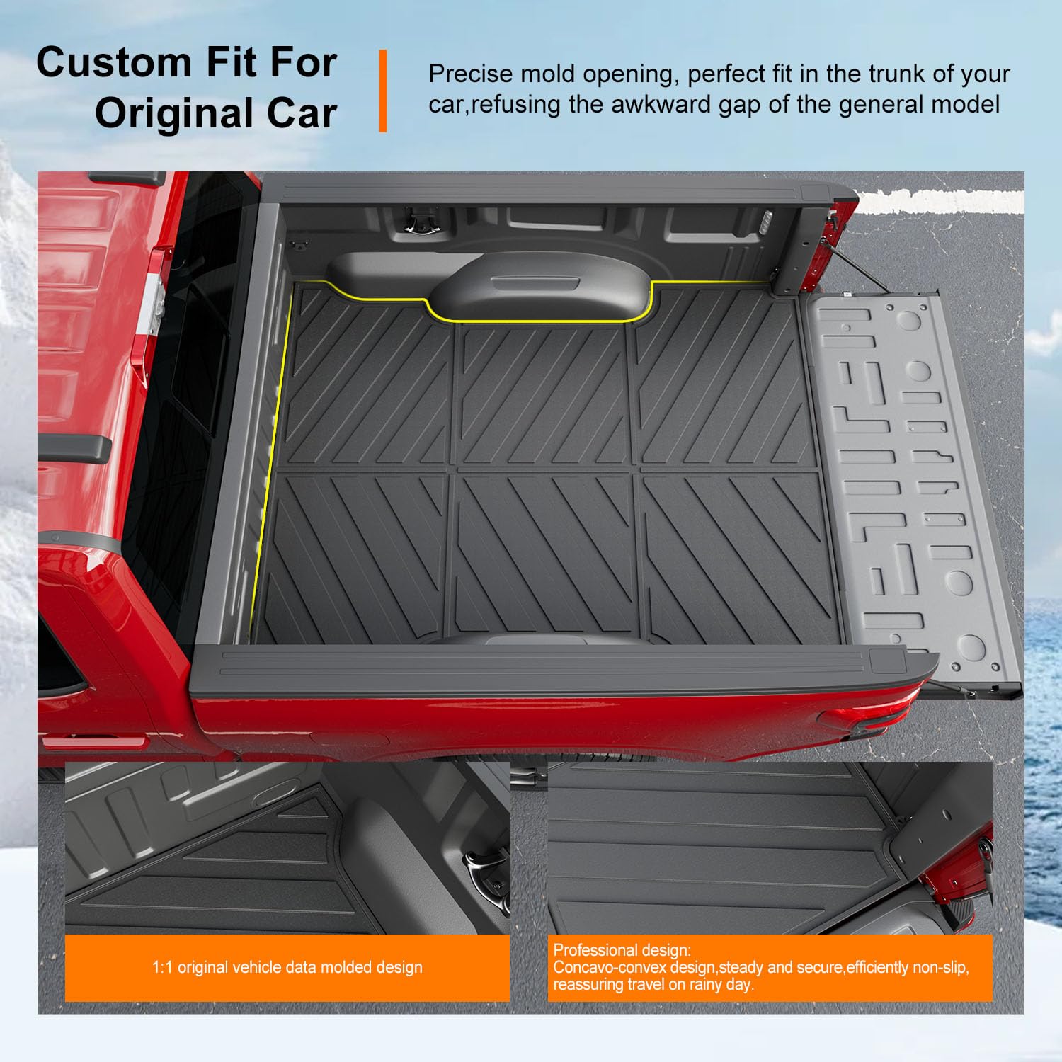 powoq 5.5FT Bed Liner Compatible with 2015-2026 Ford F150 Truck Bed Mat Waterproof Bed Mat TPE Truck Bed Liner Replacement for 2015-2026 Ford F150 Accessories (3-Fold 5.5FT Truck Bed Mat)