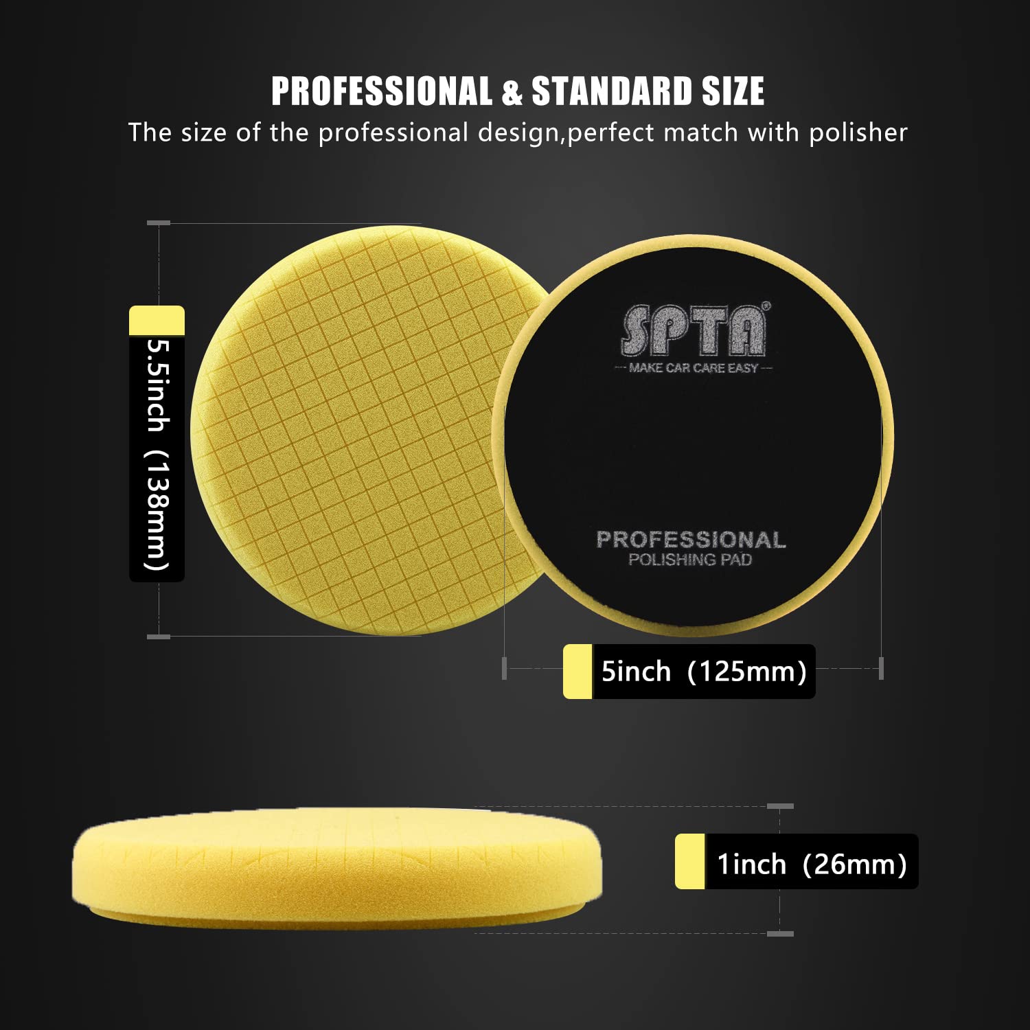 Blue T60 Moderate-Cut Foam Polishing Pads, SPTA 1Pc 3.5 Inch Face for 3 Inch 80mm Backing Plate Compound Buffing Sponge Pads for Car Buffer Polisher Compounding, Polishing and Waxing -FPTSS3G