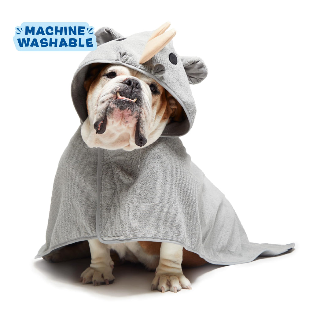 Barkbox Dog Bathrobe Fast Drying with Hook and Loop Closure & Wrap Tie Snuggle, Cute Dogs Clothes, Easy to Clean, Machine Washable, Dog Coats and Tumble Dry Low - Bunny, Medium