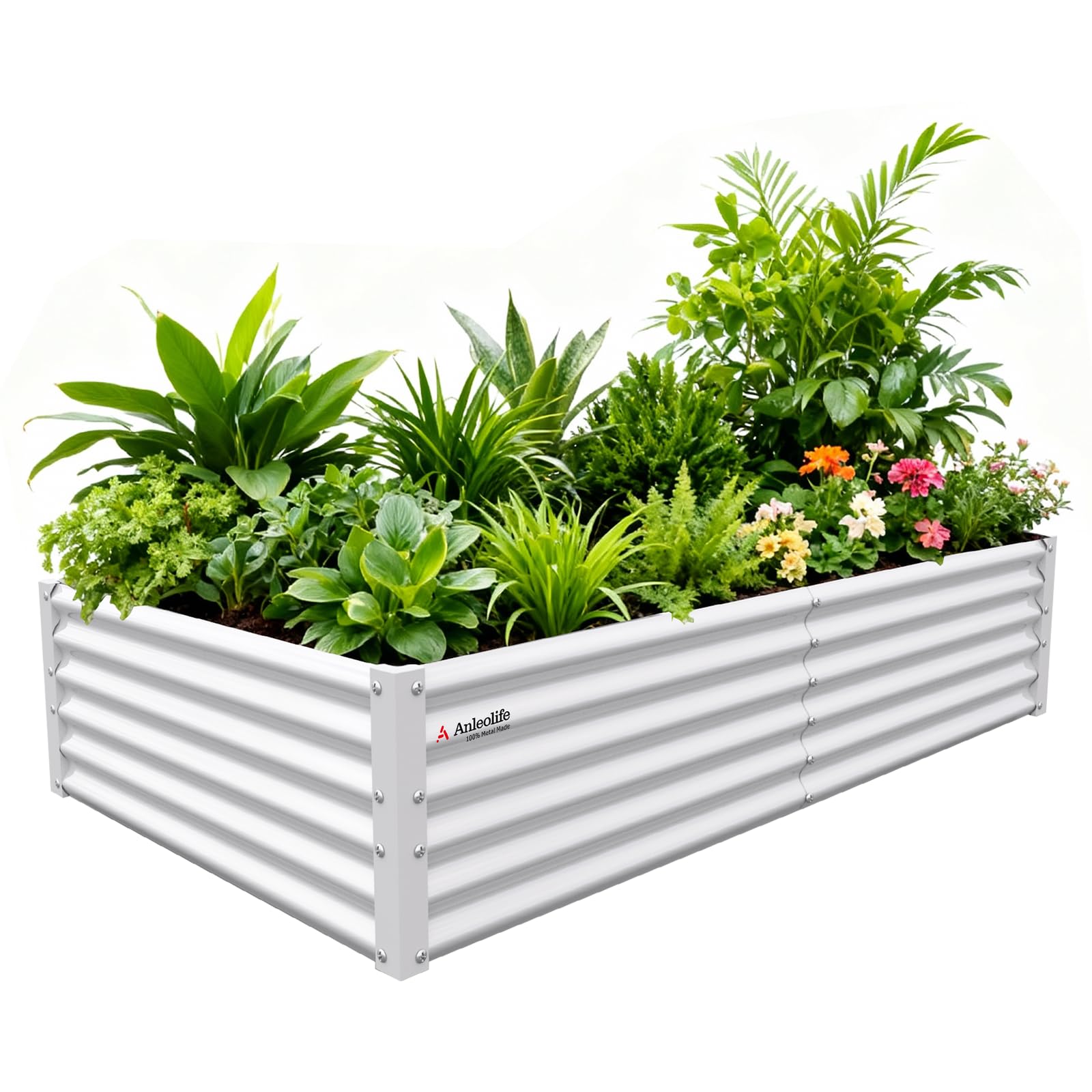 A ANLEOLIFE 2-Pack 3ft x 24” Tall Galvanized Raised Garden Beds Outdoor, Round Metal Planter Box for Planting Vegetables Flowers Herb, Anti-Rust & Easy-Setup, Quartz Grey