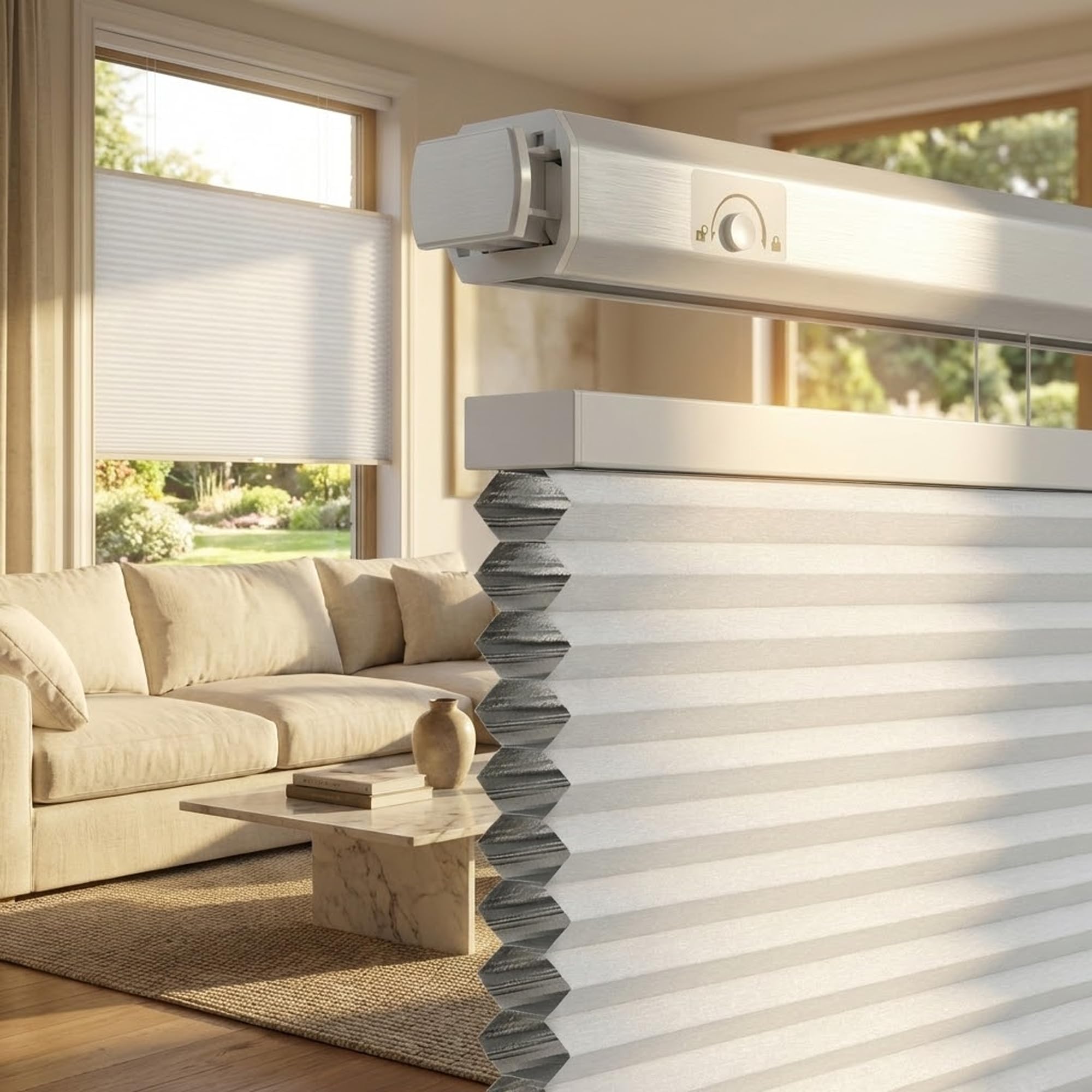 Grandekor Top Down Bottom Up Cordless Cellular Shades, Custom Blackout Honeycomb Blinds for Windows Room Darkening Blinds & Shades for Living Room Bedroom