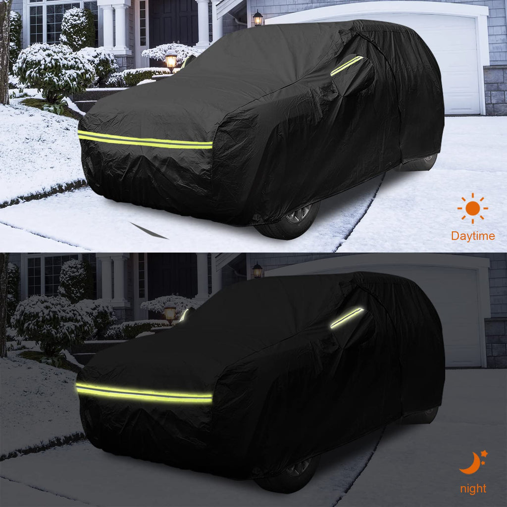 Waterproof Car Cover Replace for 1993-2010 Jeep Grand Cherokee, 6 Layers All Weather Car Cover with Zipper Door & Windproof Bands for Snow Rain Dust Protection