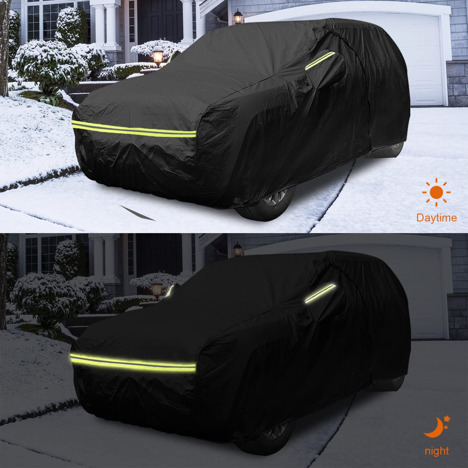 Waterproof Car Cover Replace for 1993-2010 Jeep Grand Cherokee, 6 Layers All Weather Car Cover with Zipper Door & Windproof Bands for Snow Rain Dust Protection