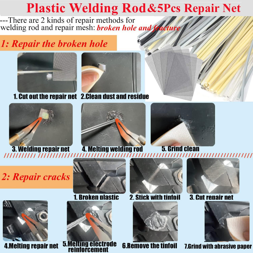 Upgraded 220W Plastic Welder, 2 in 1 Plastic Welding Repair Welder Kit 1000PCS Hot Stapler Soldering Gun with 100PCS Plastics Welding Rods Car Bumper Repair Kit for Most Plastics(Black)