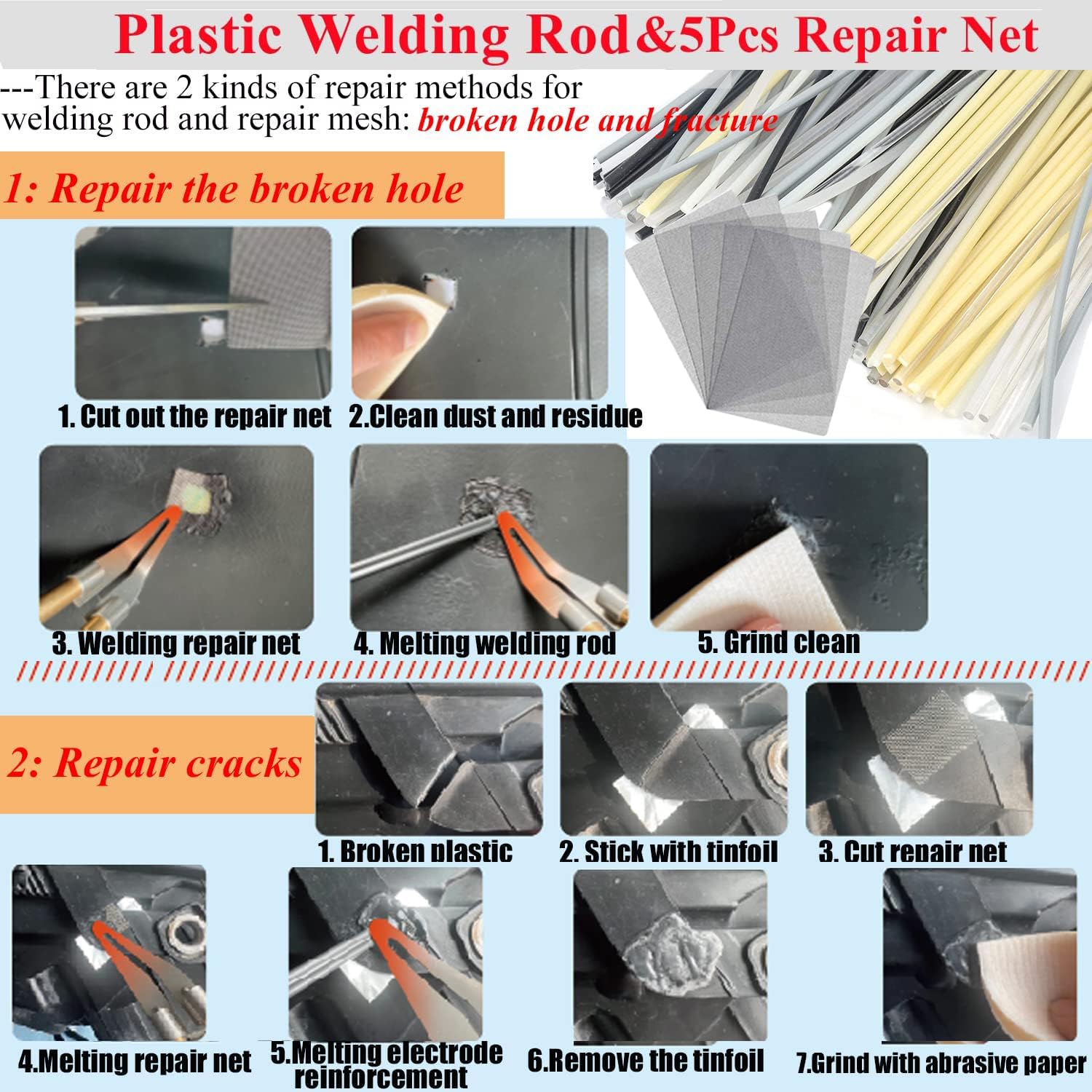 Upgraded 220W Plastic Welder, 2 in 1 Plastic Welding Repair Welder Kit 1000PCS Hot Stapler Soldering Gun with 100PCS Plastics Welding Rods Car Bumper Repair Kit for Most Plastics(Black)