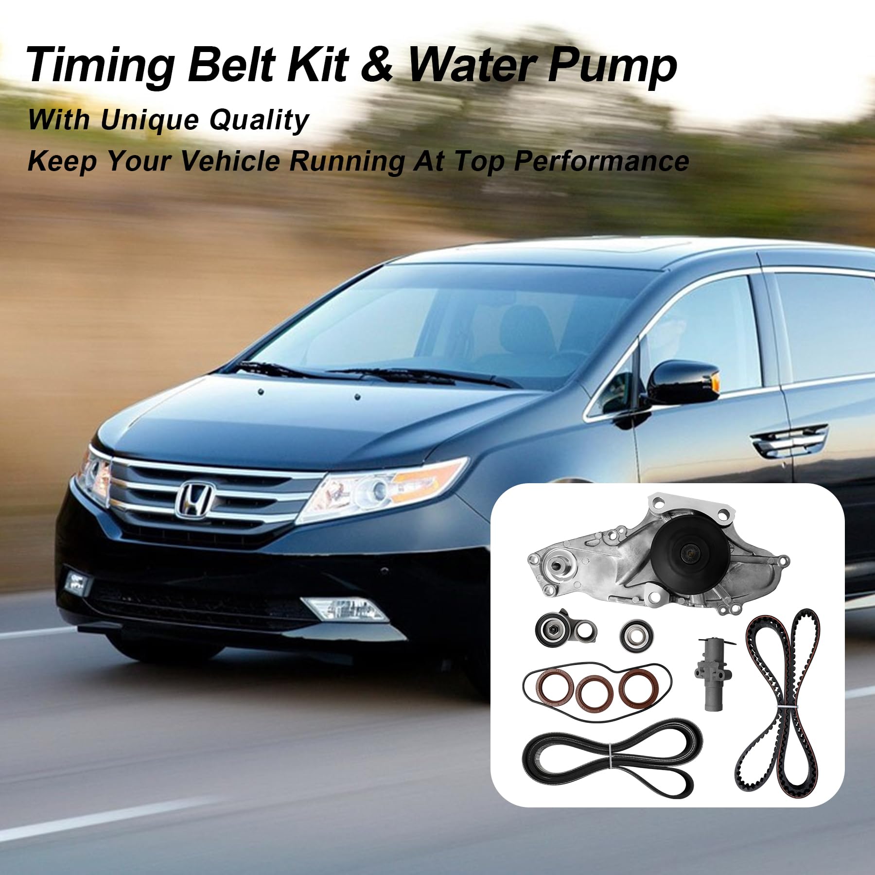 Engine Timing Belt Kit with Water Pump | Compatible With 1987-2001 Toyota Camry Celica RAV4 MR2 Solara 2.0L 2.2L 3SFE 5SFE L4 DOHC 16V | Replaces# TBK138, TCKWP199