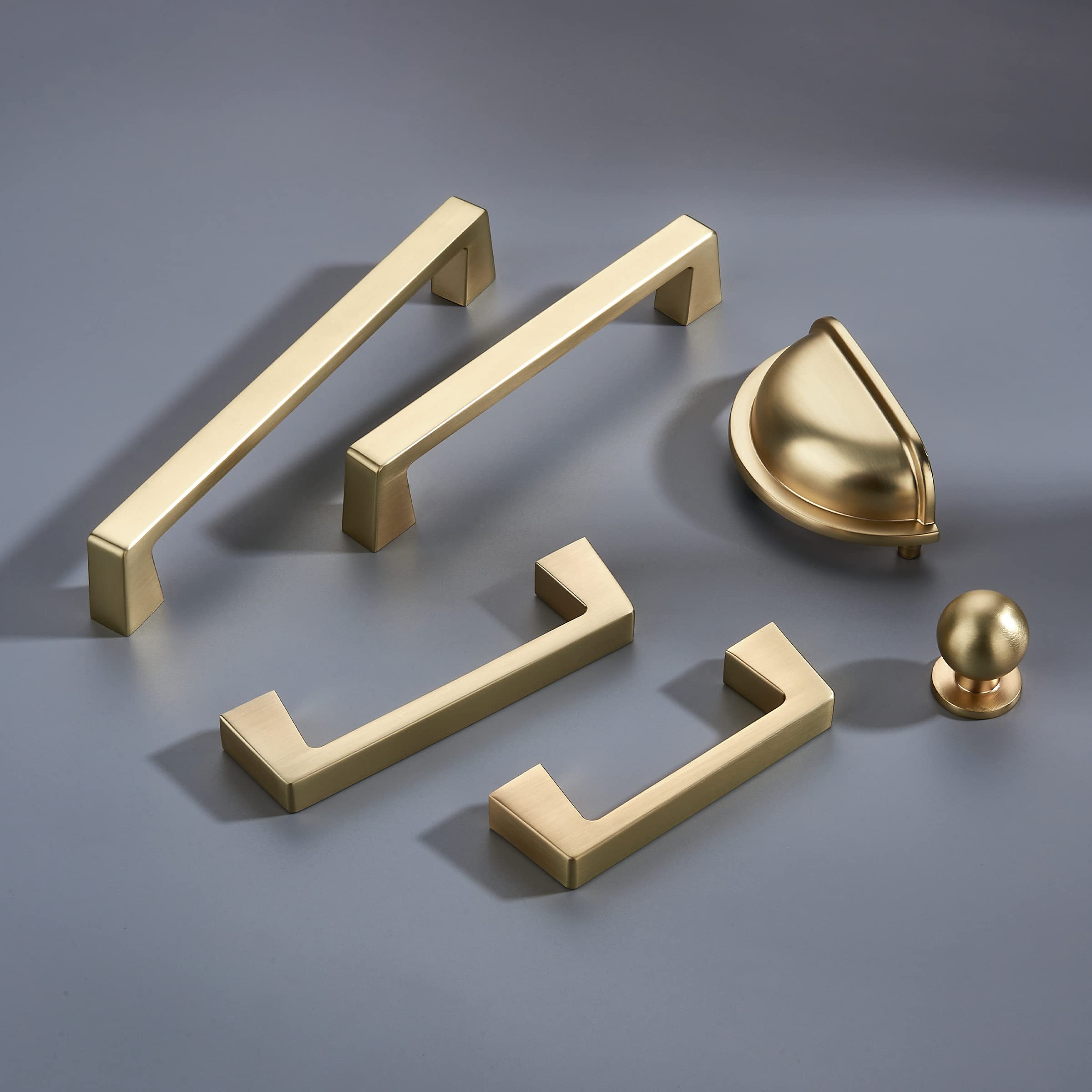 khtumeware 6 Pack 3 Inch(76mm) Kitchen Cabinet Handles Brushed Gold,Brushed Brass Cabinet Pulls Kitchen Cabinet Hardware, Furniture Pulls for Bathroom Cupboard Drawer Handles Dresser Pulls