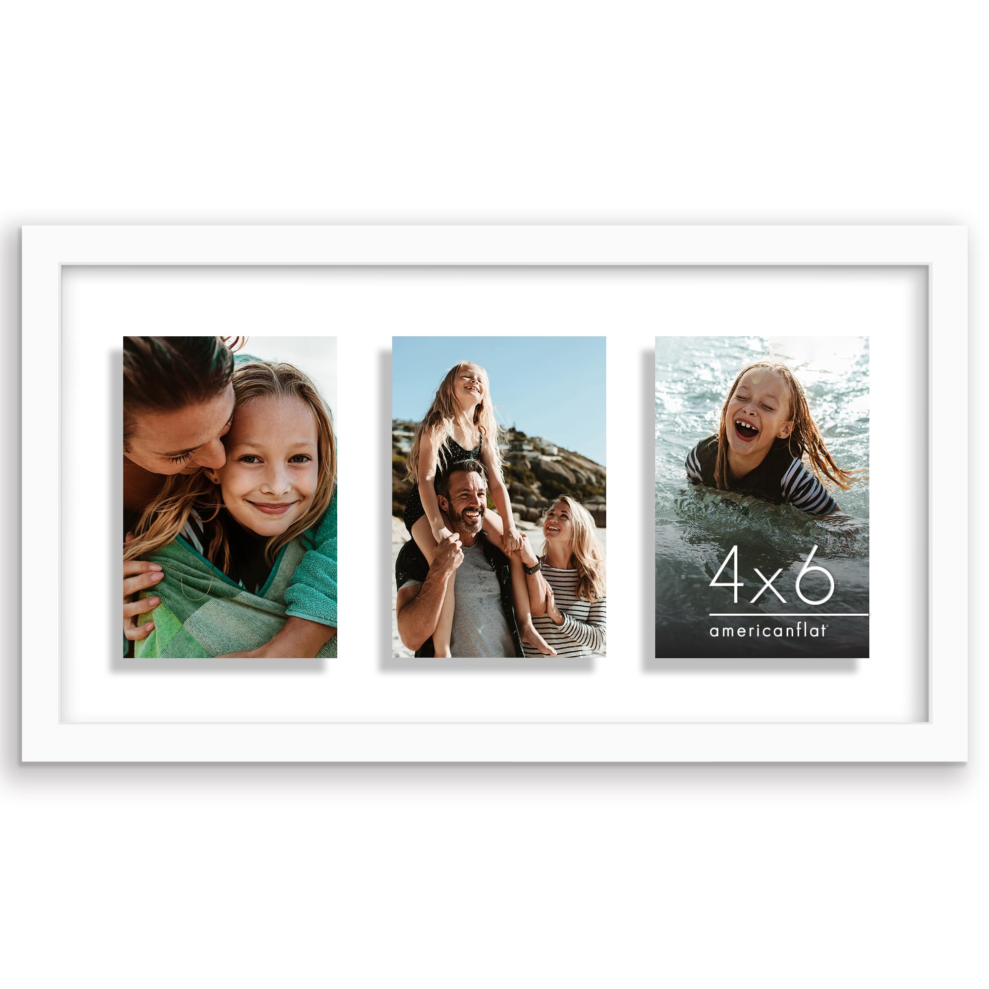 Americanflat 4x6 Double Picture Frame with Shatter-Resistant Glass - Fits Two 4x6 Photos or use as One 6x14 Frame - Signature Collection - Collage Frames for Tabletop and Wall Display - Black
