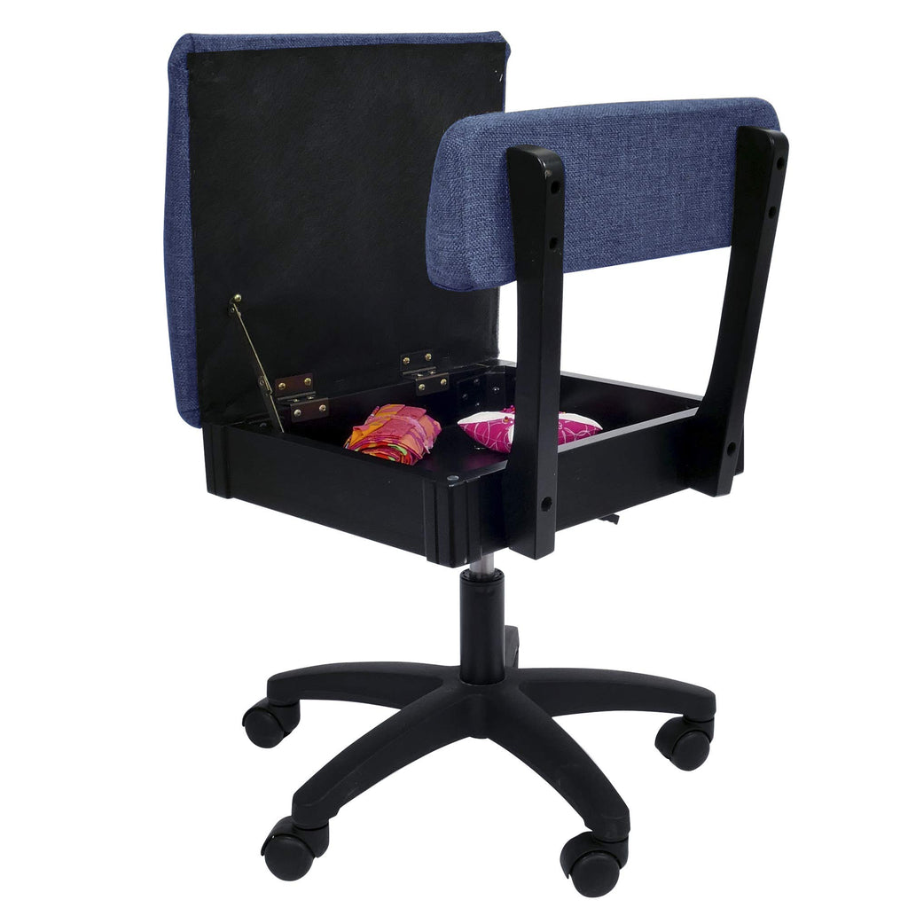 Arrow Sewing H8123 Adjustable Height Hydraulic Sewing and Craft Chair with Under Seat Storage and Solid Fabric, Lady Gray Fabric