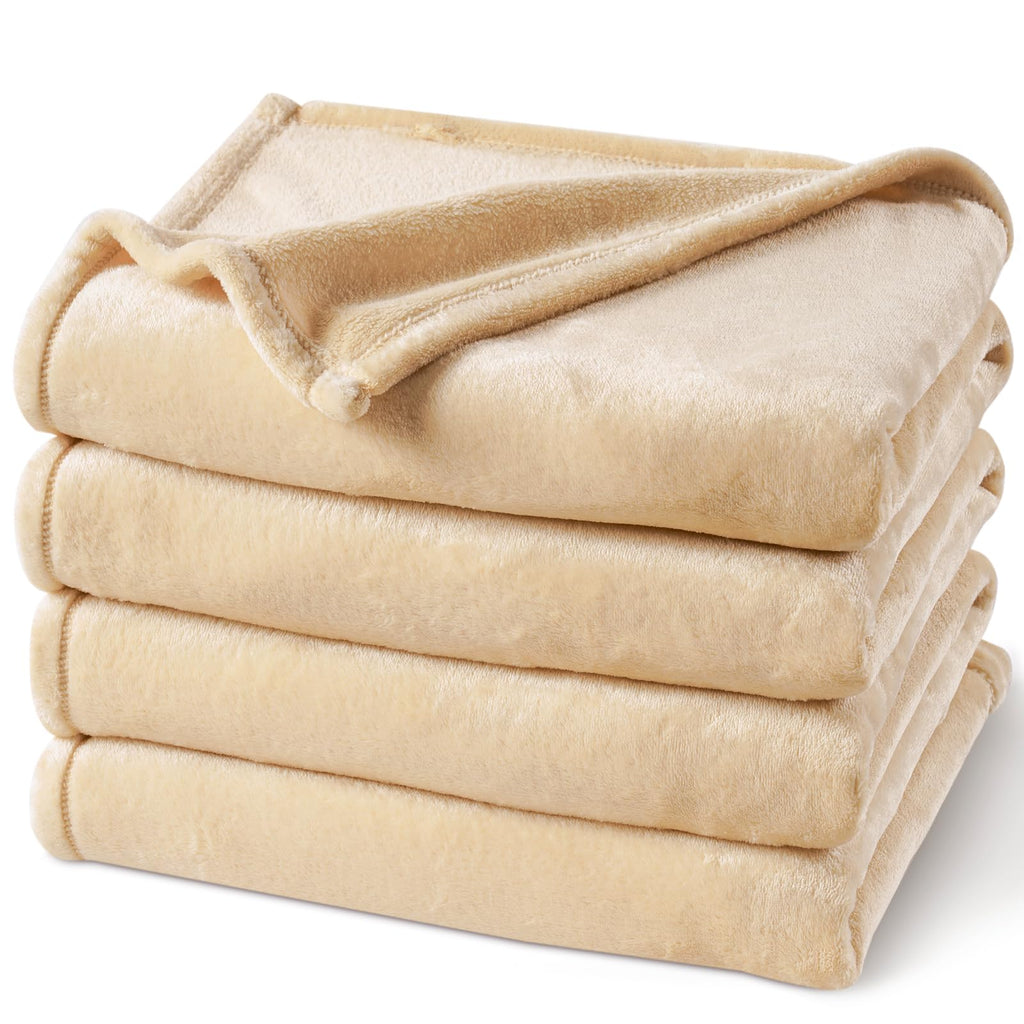 PHF Oversized King Big Fleece Blanket 120"x120", No Shed No Pilling Extra Large Soft Blanket, Giant 10'x 10' Lightweight for Bed, Sofa Travel and Camping, Suitable for All Season, Beige