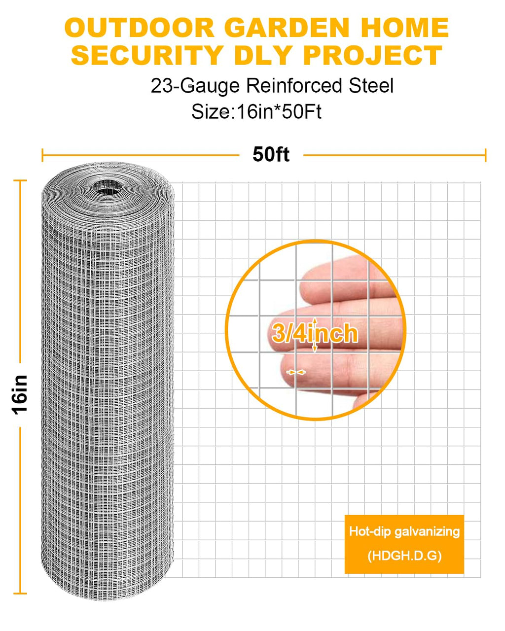 4in x 20ft Hardware Cloth Hot-Dip Galvanized Welded Chicken Wire Fencing - Heavy Duty 1/4inch 19 Gauge Wire Mesh for Garden, Chicken Coop, Rabbit Cage, Rodent & Predator Protection