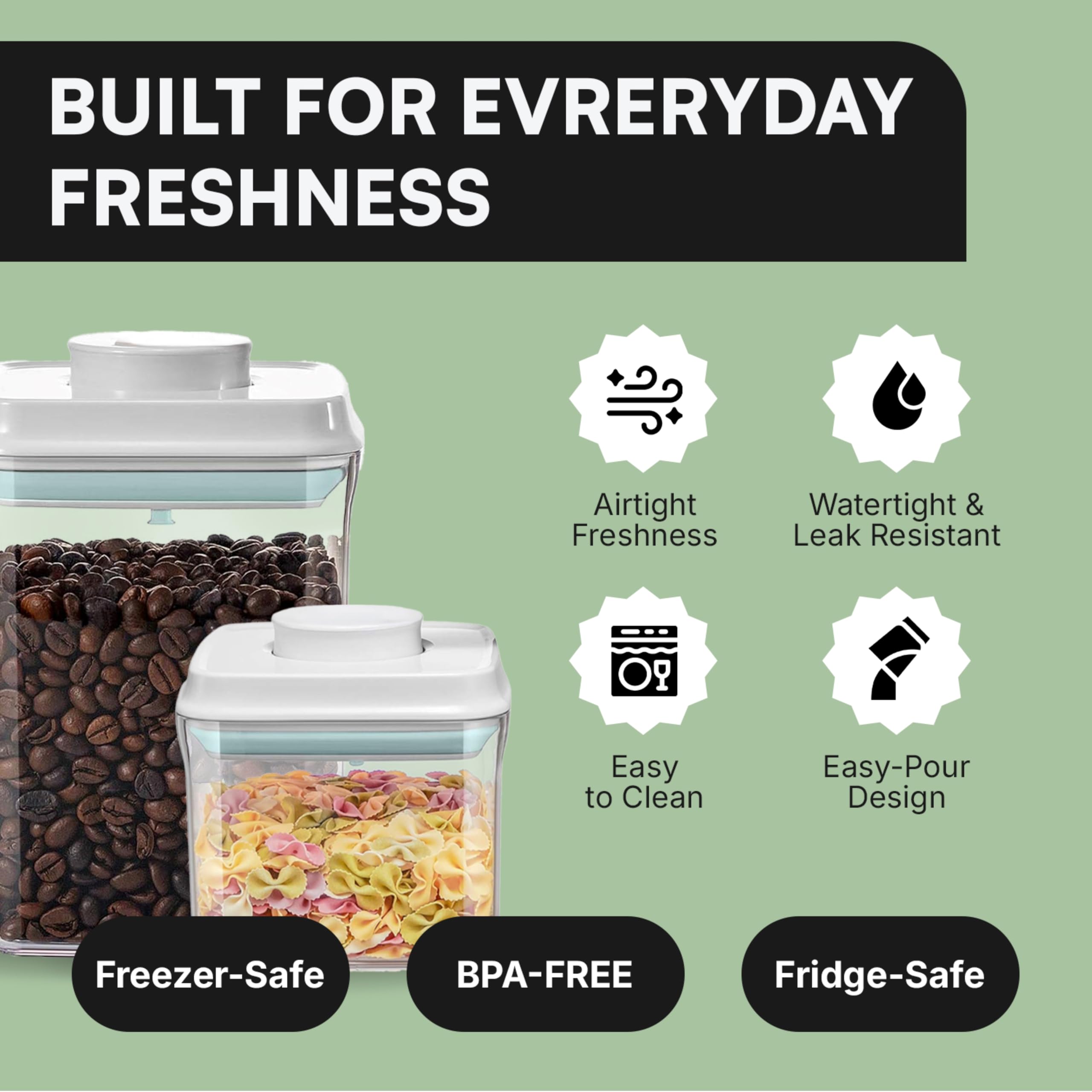 Bop Top Airtight Food Storage Containers with Lid 13.5 Cups / 108 oz | Kitchen Canister Sets | Air Tight Pantry Container | Pop Top Dry Food Storage Containers for Snacks, Sugar, Flour, Baking, Pasta
