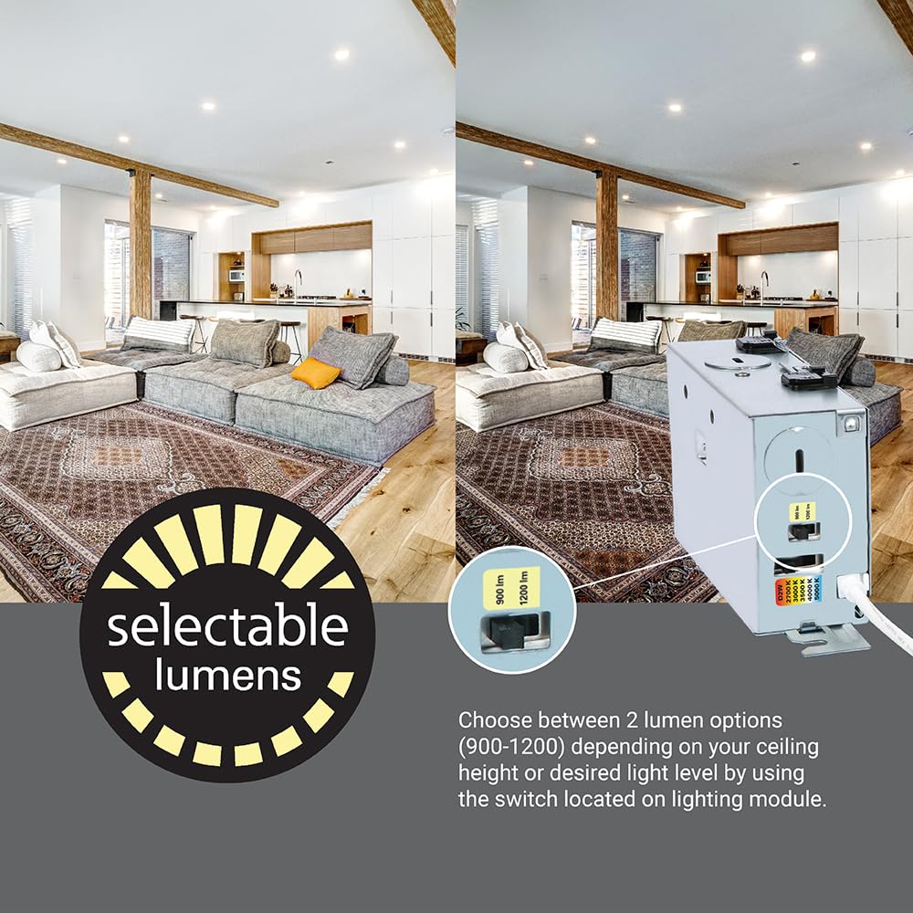 HALO RL 6 in Canless LED Recessed Ceiling Light with Selectable Color Temperature 2700K-5000K, Dim to Warm, 600lm, Indoor/Outdoor Wet Location Dimmable IC-Rated Downlight (Packaging May Vary)