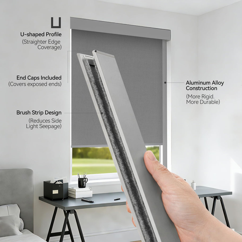 ZSTARR PVC Light Blockers Blackout Light Blockers Side Tracks for Window Shades Blinds Side Tracks for Blackout Shades Easy to Install Light Blocking Strips for Bedroom (Black, 58",2Pcs)