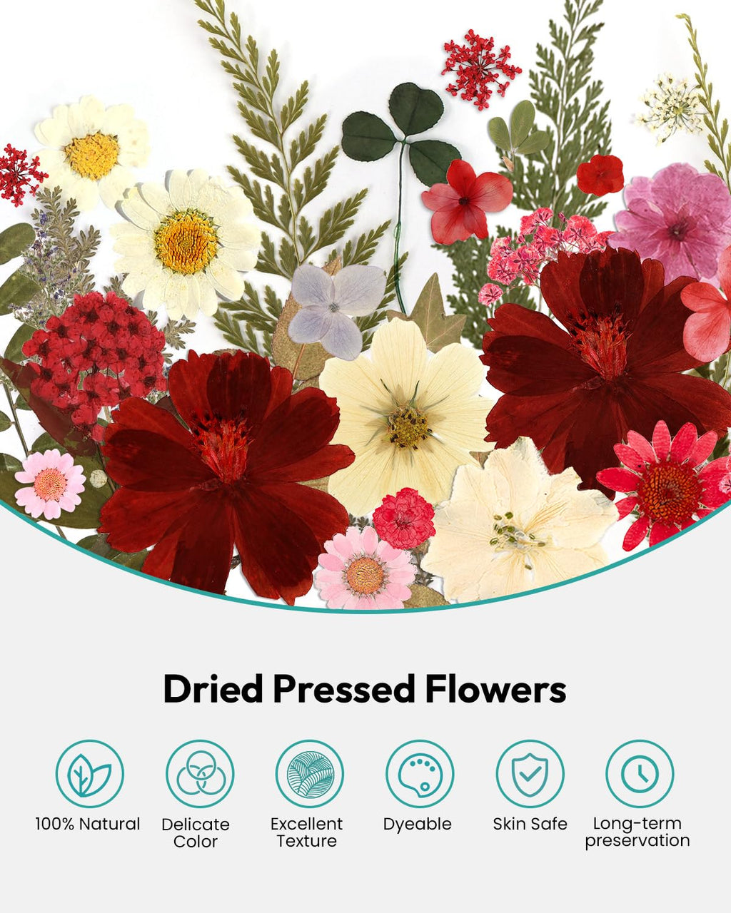 Dried Flowers, Resiners 58Pcs Pressed Flowers for Craft Pink Real Natural Dried Flowers Dry Leaves Kit for DIY Making Crafts Resin Soap Candle Scrapbook Supplies Card Making Jewelry