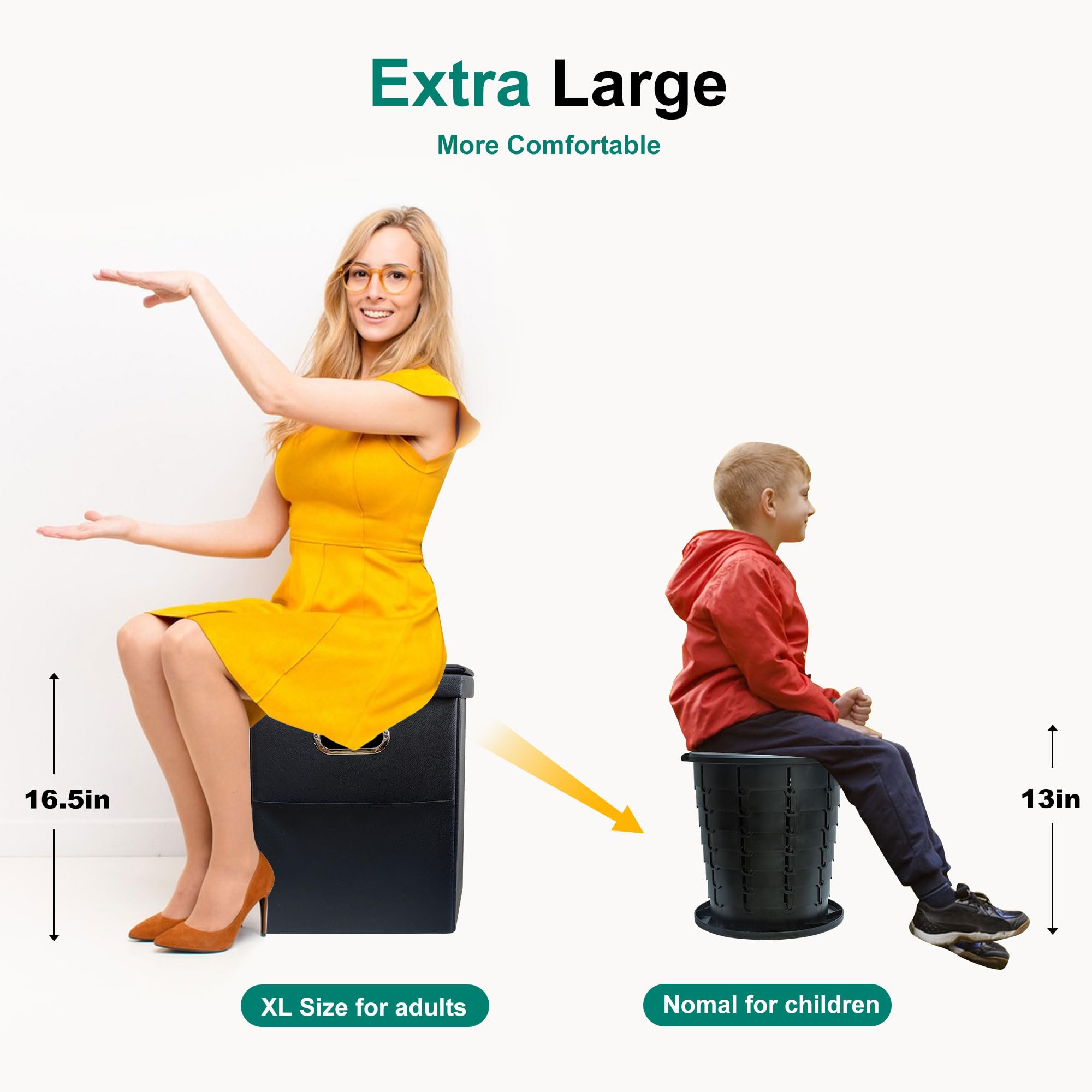 Ann Katy Upgrade XL Portable Toilet for Adults, Extra Large Portable Travel Floding Toilet, Camping Tall Toilets with Lid for Adults and Kids Compact Potty for Car,Hiking,Beach and Camping