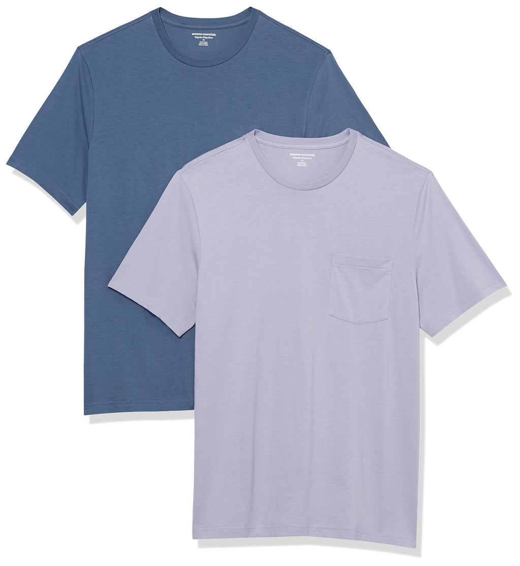 Amazon Essentials Men's Short-Sleeve Crewneck Pocket T-Shirts, Pack of 2