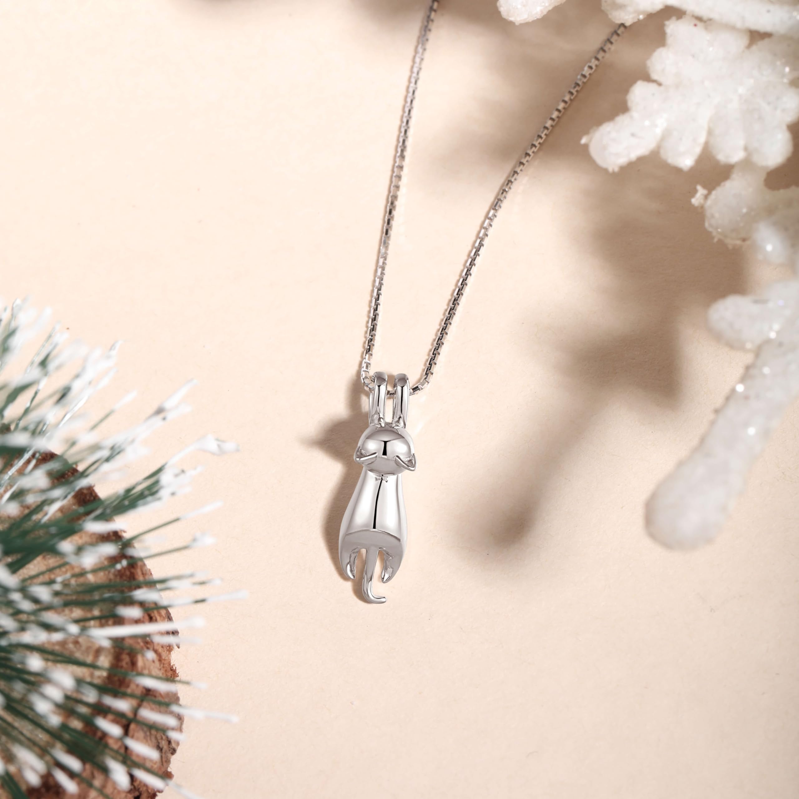 S.Leaf 925 Sterling Silver Cat Necklace Jewelry for Women Trendy Dainty Charm Pendant Necklaces Best Friend Birthday Gifts for Her Sister Mom Wife Womens