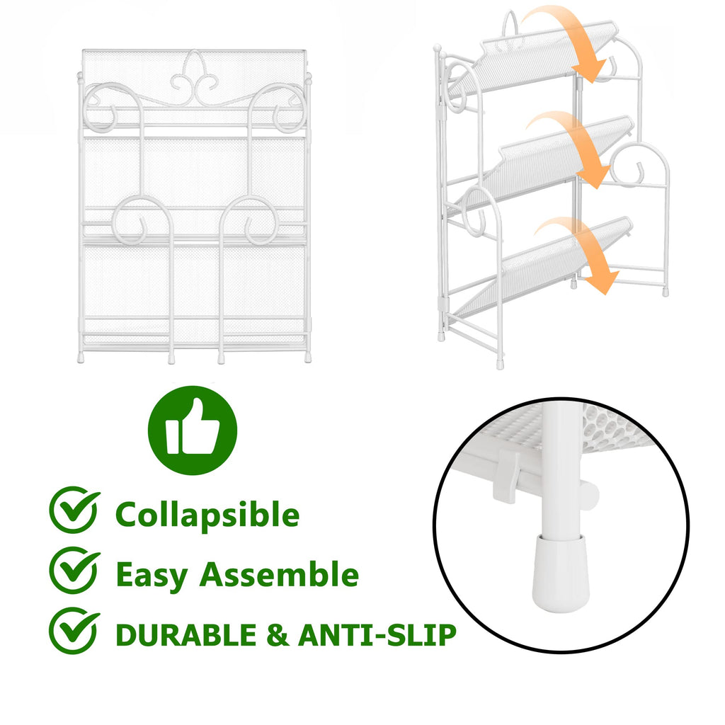 YIUKEA Bathroom Organizer Countertop - 3 Tier Spice Rack Organizer, Counter Organization and Storage for Bathroom, Kitchen, Bedroom, Offices, Foldable