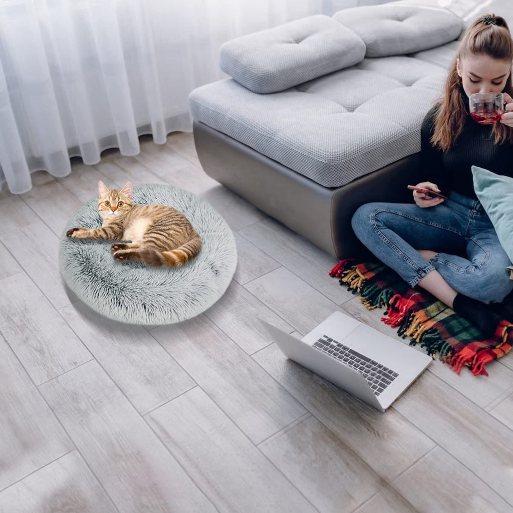 Nisrada Cat Beds for Indoor Cats,15.7 Inch Small Cats Beds, Washable-Round Pet Bed for Puppy and Kitten with Slip-Resistant Bottom