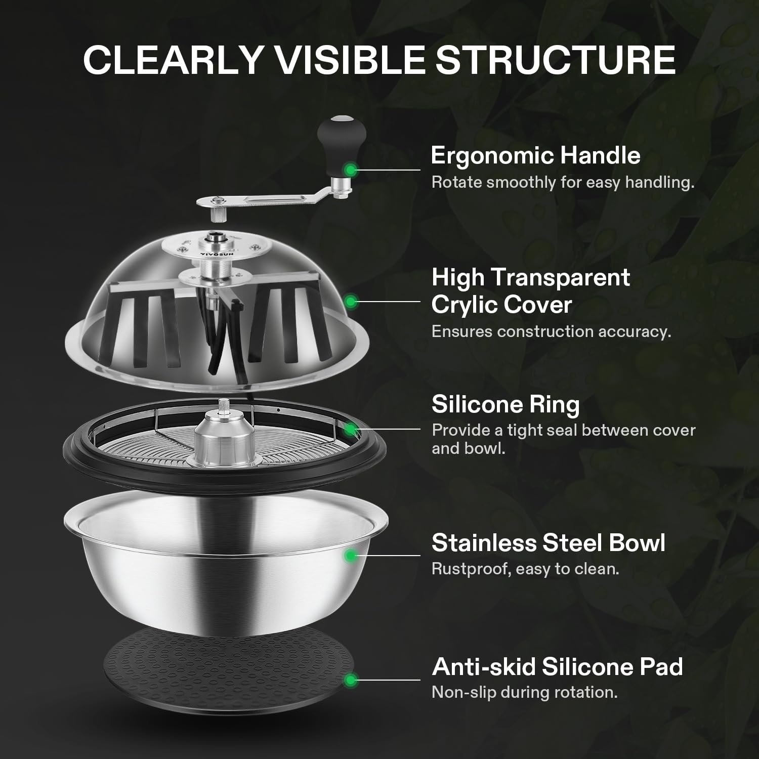 VIVOSUN 13 inch Bud Leaf Bowl Trimmer- Clear Visibility Dome, Sharp Stainless Steel Blades for Spin Cut & Solid Metal Gear Box, Hand Pruner Included (Upgraded Version)