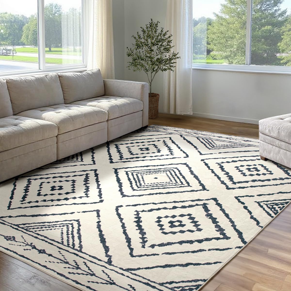 BESTSWEETIE Area Rug 2x3 Rug Machine Washable Non-Slip Low Pile Print Pattern Western Rug for Living Room Bedroom Entryway Tribal Series-Abstract/Cowhide