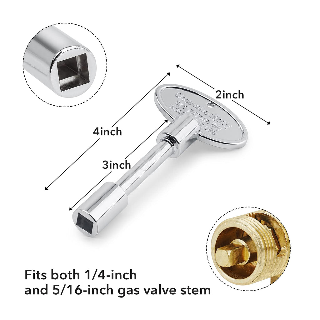 Stanbroil 3-Inch Gas Valve Key Fits 1/4" and 5/16" Turn Ball Valve for Gas Fire Pits and Fireplaces, Polished Chrome